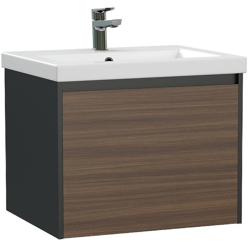 Тумба под раковину Cersanit Grande 60 64759 подвесная Черная Орех, купить, цена, заказать, магазин, доставка, скидка, промокод, купить, цена, заказать, магазин, доставка, скидка, промокод