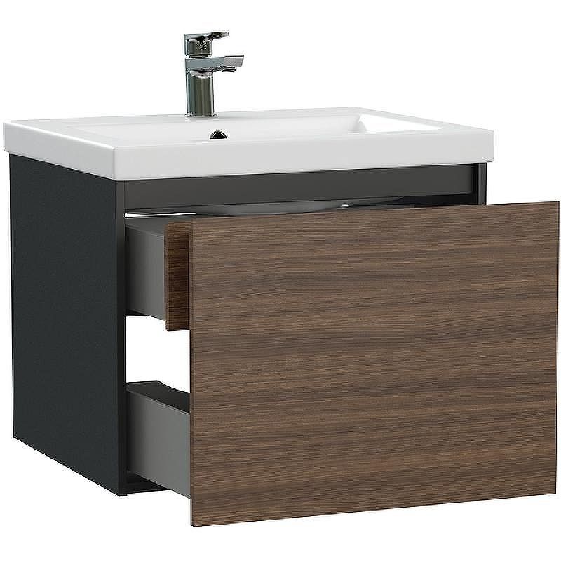 Тумба под раковину Cersanit Grande 60 64759 подвесная Черная Орех, купить, цена, заказать, магазин, доставка, скидка, промокод, купить, цена, заказать, магазин, доставка, скидка, промокод