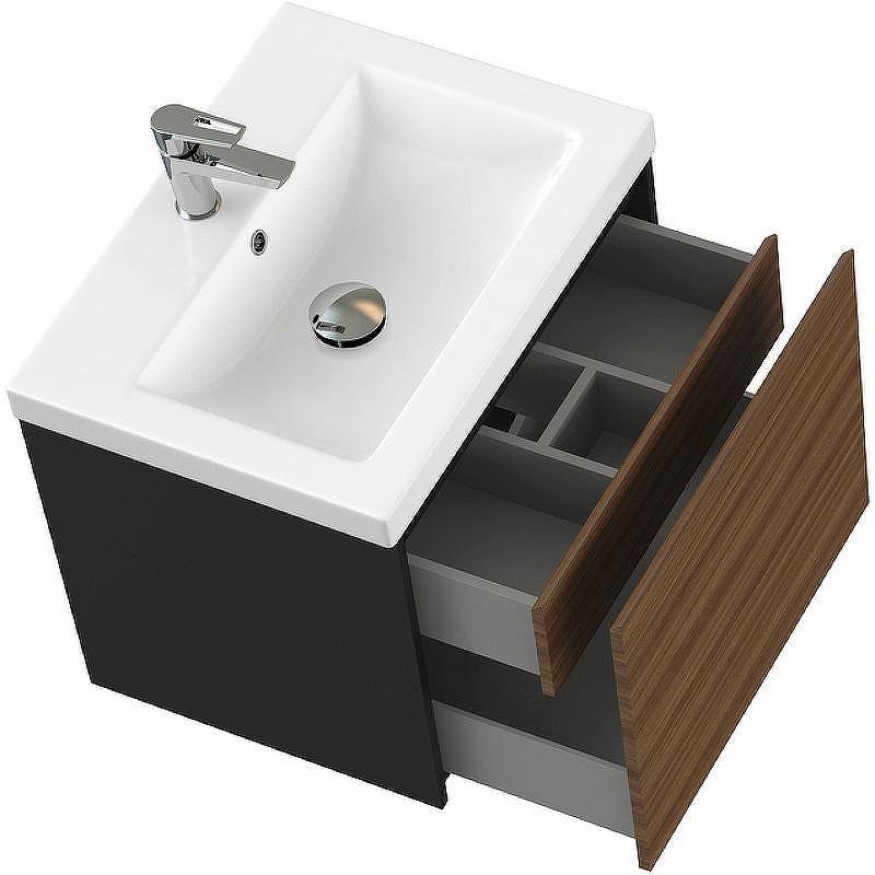 Тумба под раковину Cersanit Grande 60 64759 подвесная Черная Орех, купить, цена, заказать, магазин, доставка, скидка, промокод, купить, цена, заказать, магазин, доставка, скидка, промокод