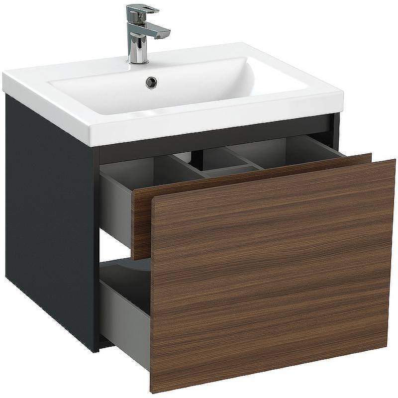 Тумба под раковину Cersanit Grande 60 64759 подвесная Черная Орех, купить, цена, заказать, магазин, доставка, скидка, промокод, купить, цена, заказать, магазин, доставка, скидка, промокод