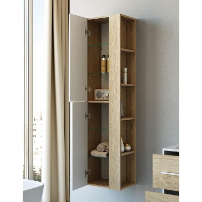 Шкаф пенал Aqwella 5 Stars Майами 40 Mai.05.04 подвесной Дуб сонома Белый