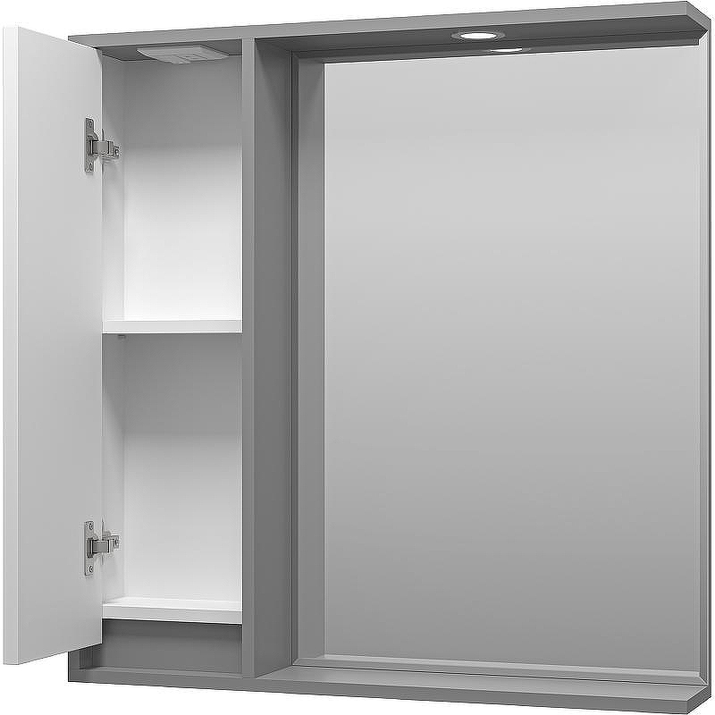 Зеркало со шкафом Brevita Balaton 80 L BAL-04080-01-01Л с подсветкой Белое матовое Серое матовое, купить, цена, заказать, магазин, доставка, скидка, промокод, купить, цена, заказать, магазин, доставка, скидка, промокод