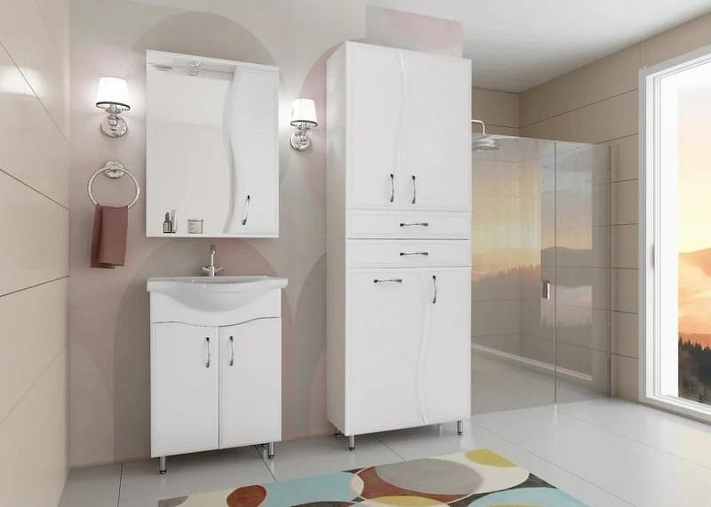 Шкаф пенал Style Line Волна 70 ЛС-000010050 Белый, купить, цена, заказать, магазин, доставка, скидка, промокод, купить, цена, заказать, магазин, доставка, скидка, промокод