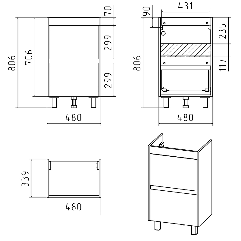 Тумба с раковиной Misty Алиса 50 УТ000011550 Белая, купить, цена, заказать, магазин, доставка, скидка, промокод, купить, цена, заказать, магазин, доставка, скидка, промокод