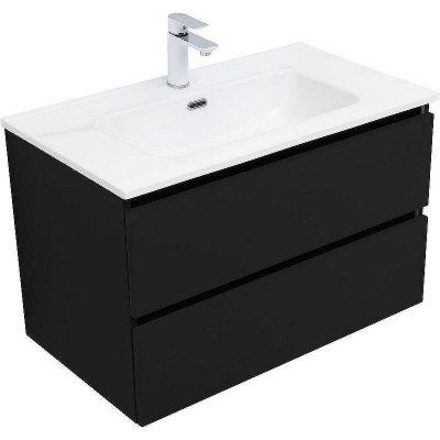 Тумба под раковину Aquanet Вега 2.0 80 337955 подвесная Черная матовая