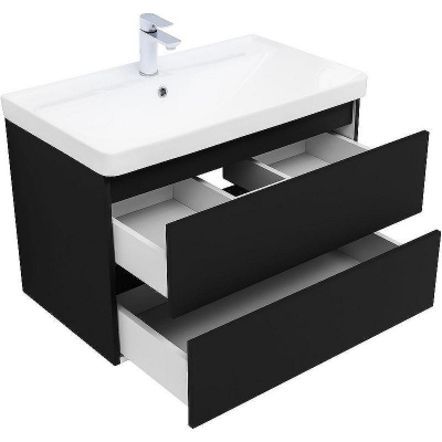 Тумба под раковину Aquanet Вега 2.0 80 337955 подвесная Черная матовая
