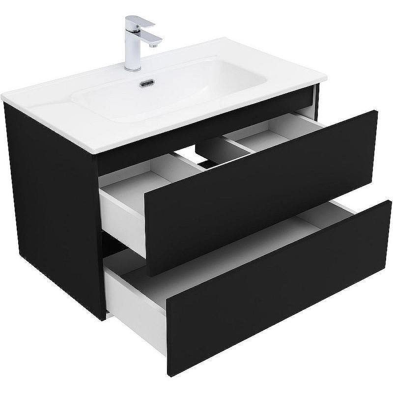 Тумба под раковину Aquanet Вега 2.0 80 337955 подвесная Черная матовая, купить, цена, заказать, магазин, доставка, скидка, промокод, купить, цена, заказать, магазин, доставка, скидка, промокод