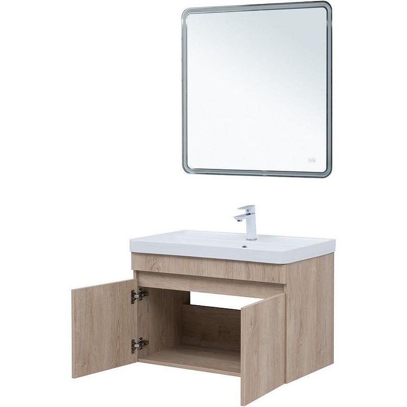 Тумба под раковину Aquanet Оптима 80 344805 подвесная Дуб светлый, купить, цена, заказать, магазин, доставка, скидка, промокод, купить, цена, заказать, магазин, доставка, скидка, промокод