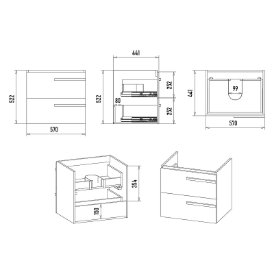 Тумба с раковиной Misty Ненси 60 УТ000015318 подвесная Белая матовая