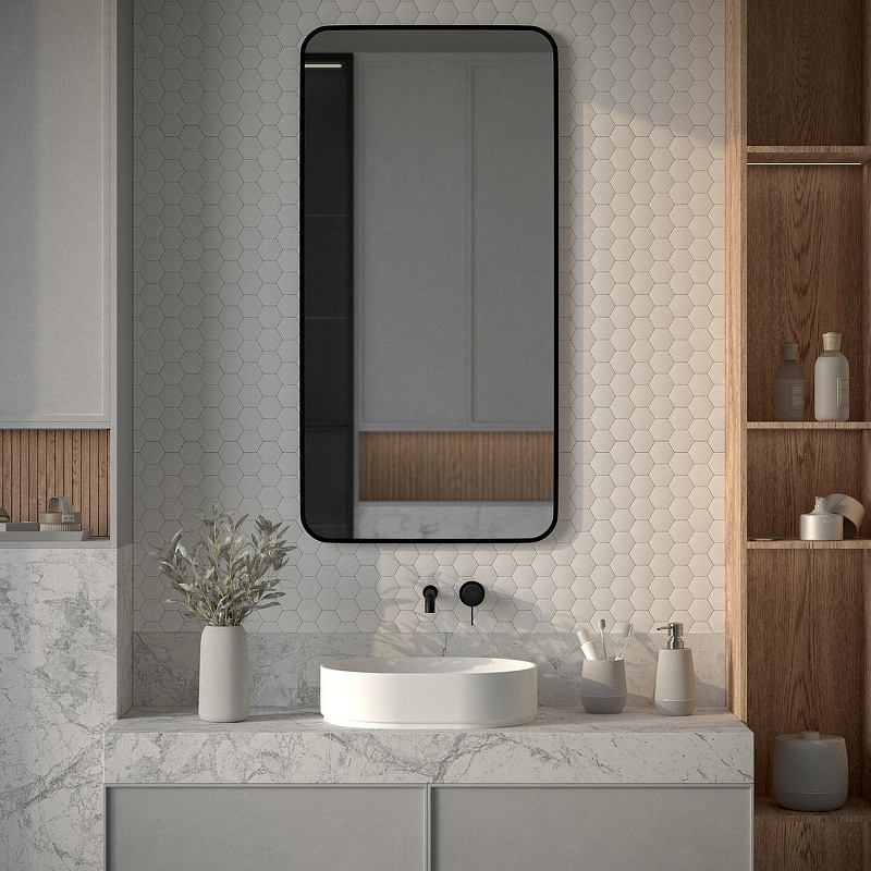 Зеркало Defesto Aura 60х120 DF 2968 с подсветкой 34W-4500K/Без выключателя/Нейтральный белый свет/Черная рама, купить, цена, заказать, магазин, доставка, скидка, промокод, купить, цена, заказать, магазин, доставка, скидка, промокод