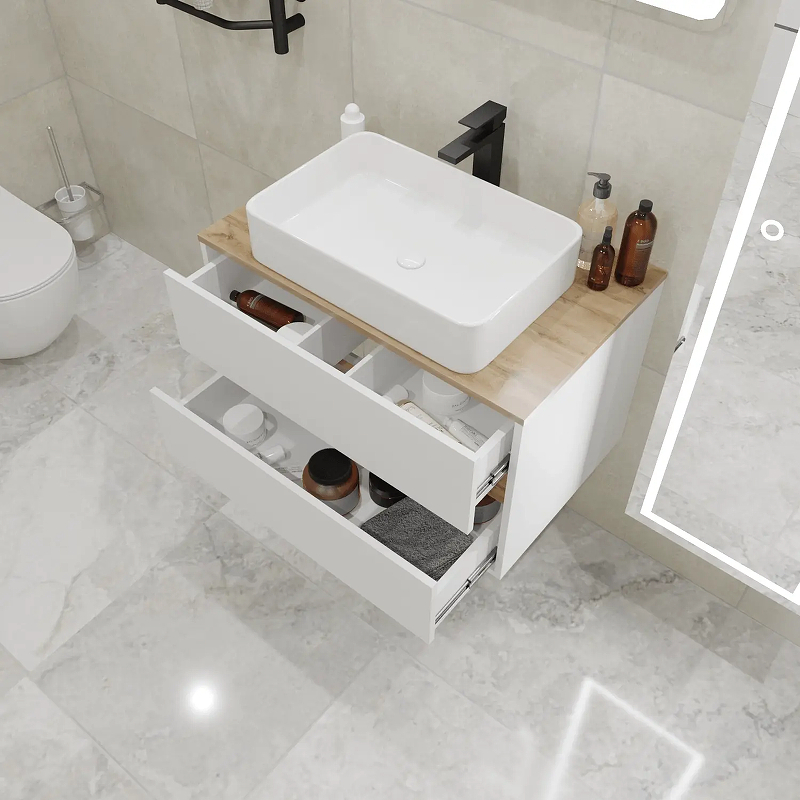 Тумба под раковину 1MarKa Veil 80 Ц0000035553 подвесная цвет Белая аляска Дуб вотан, купить, цена, заказать, магазин, доставка, скидка, промокод, купить, цена, заказать, магазин, доставка, скидка, промокод