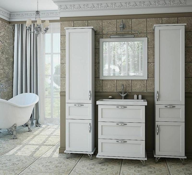 Тумба с раковиной Эстет Bali Classic 80 ФР-00002233 Белая, купить, цена, заказать, магазин, доставка, скидка, промокод, купить, цена, заказать, магазин, доставка, скидка, промокод