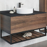 Тумба с раковиной Comforty Порто 90 00-00008927 подвесная Дуб темно-коричневый, купить, цена, заказать, магазин, доставка, скидка, промокод, купить, цена, заказать, магазин, доставка, скидка, промокод
