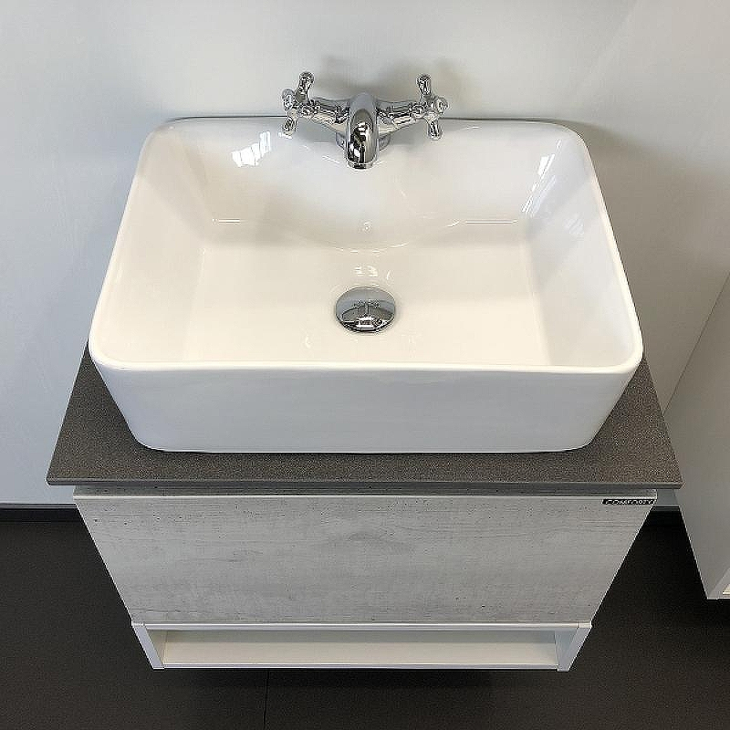 Тумба с раковиной Comforty Прага 60 00-00014536 подвесная Дуб белый Белая глянцевая Графит, купить, цена, заказать, магазин, доставка, скидка, промокод, купить, цена, заказать, магазин, доставка, скидка, промокод