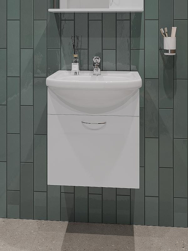 Тумба с раковиной Orange Лайт 45 LRA-45TUW+RA подвесная Белый глянец, купить, цена, заказать, магазин, доставка, скидка, промокод, купить, цена, заказать, магазин, доставка, скидка, промокод