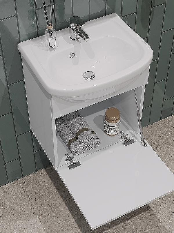 Тумба с раковиной Orange Лайт 45 LRA-45TUW+RA подвесная Белый глянец, купить, цена, заказать, магазин, доставка, скидка, промокод, купить, цена, заказать, магазин, доставка, скидка, промокод