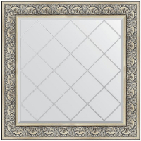 Зеркало Evoform Exclusive-G 90х90 BY 4338 с гравировкой в багетной раме - Барокко серебро 106, купить, цена, заказать, магазин, доставка, скидка, промокод, купить, цена, заказать, магазин, доставка, скидка, промокод