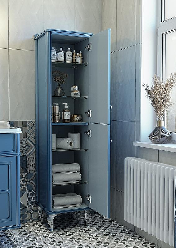 Шкаф пенал Caprigo Borgo 40 R 33450R-В136 Синий матовый, купить, цена, заказать, магазин, доставка, скидка, промокод, купить, цена, заказать, магазин, доставка, скидка, промокод