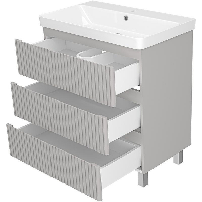 Тумба с раковиной Brevita Victory 80 УТ000023606 Серый шелк