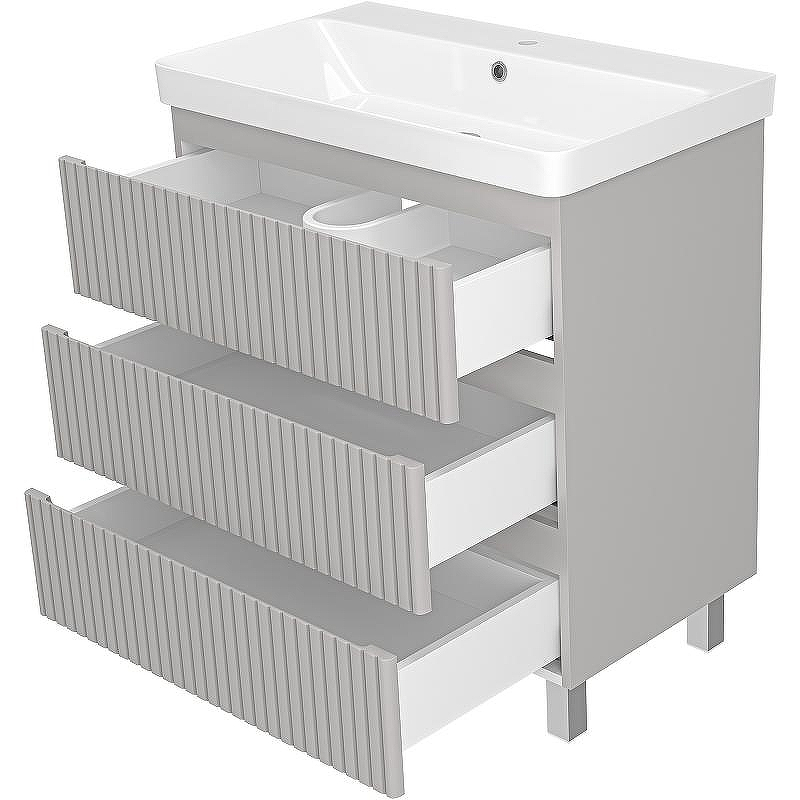 Тумба с раковиной Brevita Victory 80 УТ000023606 Серый шелк, купить, цена, заказать, магазин, доставка, скидка, промокод, купить, цена, заказать, магазин, доставка, скидка, промокод