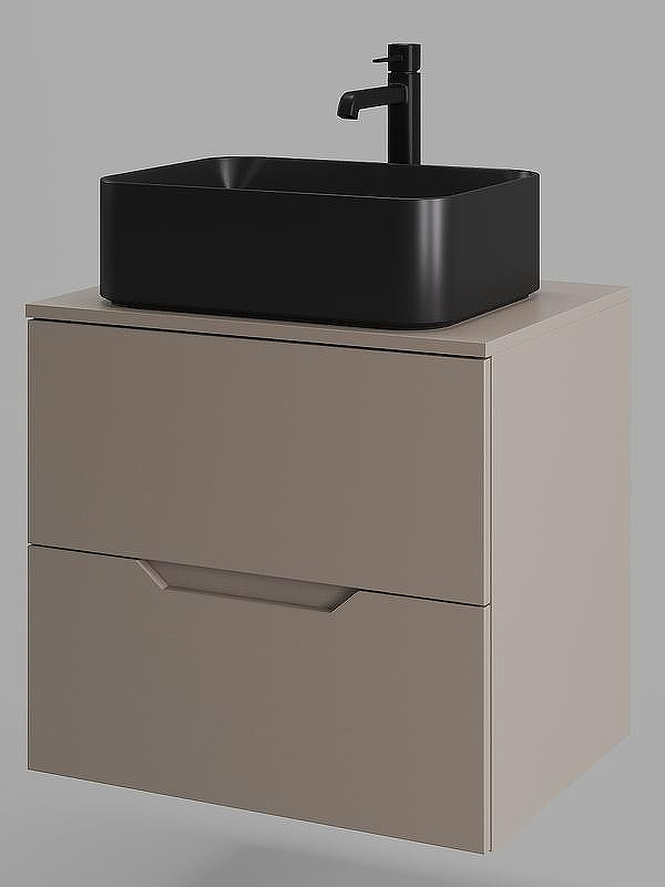 Тумба с раковиной Orange Line 60 Li-60TuLMDF+B02-460MB подвесная Латте матовый, купить, цена, заказать, магазин, доставка, скидка, промокод, купить, цена, заказать, магазин, доставка, скидка, промокод