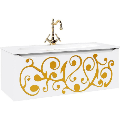 Тумба под раковину Clarberg Elegance 120 EL0112GL подвесная Белая матовая Золото