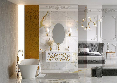 Тумба под раковину Clarberg Elegance 120 EL0112GL подвесная Белая матовая Золото