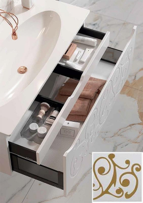 Тумба под раковину Clarberg Elegance 120 EL0112GL подвесная Белая матовая Золото