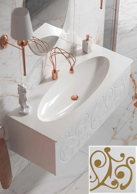 Тумба под раковину Clarberg Elegance 120 EL0112GL подвесная Белая матовая Золото