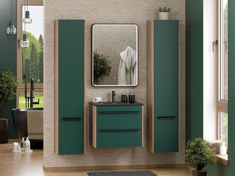 Шкаф пенал Brevita Greenwood 35 R GRE-05035-08П подвесной Зеленый матовый Дуб Галифакс олово, купить, цена, заказать, магазин, доставка, скидка, промокод, купить, цена, заказать, магазин, доставка, скидка, промокод