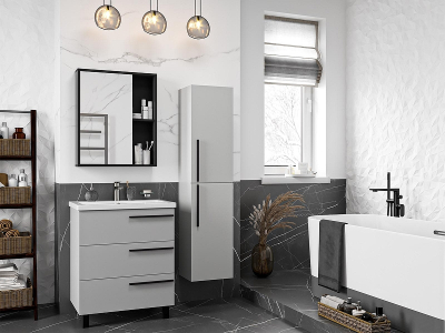 Тумба с раковиной Misty Ненси 70 УТ000015706 Серая матовая