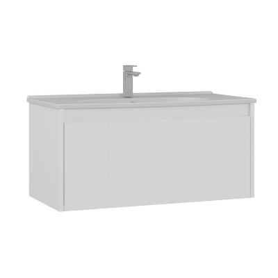 Тумба с раковиной Orka Likya 100 5002490 подвесная цвет Белый матовый