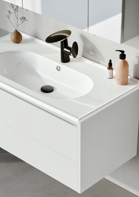 Тумба с раковиной Orka Likya 100 5002490 подвесная цвет Белый матовый