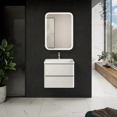 Тумба под раковину AQUAme S4 60 AQM900460WH подвесная цвет Белый глянцевый