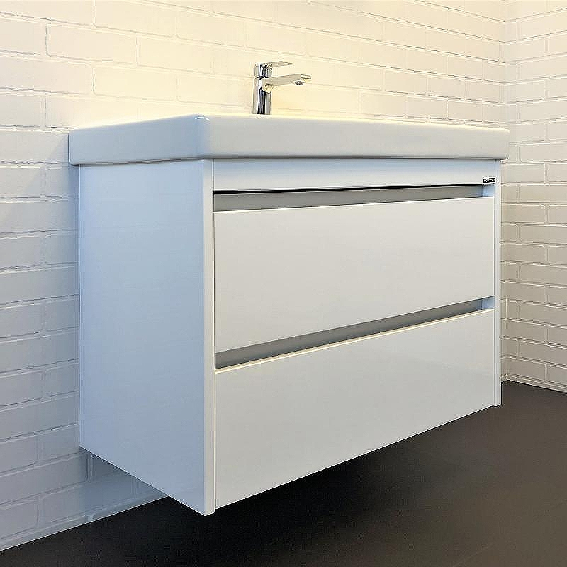 Тумба с раковиной Comforty Дублин 90 00-00005213 подвесная Белая глянцевая, купить, цена, заказать, магазин, доставка, скидка, промокод, купить, цена, заказать, магазин, доставка, скидка, промокод