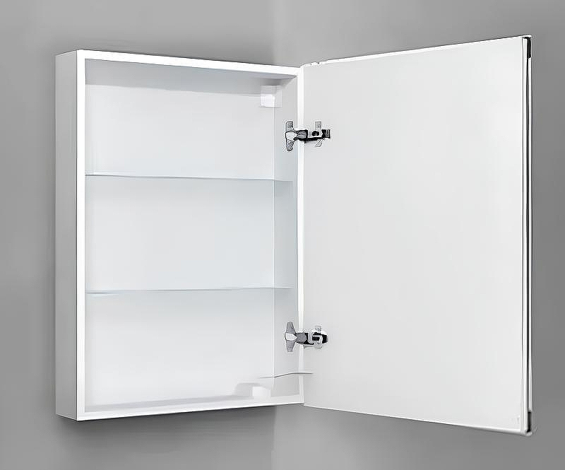 Зеркальный шкаф Jorno Slide 60 Sli.03.60/W с подсветкой с сенсорным выключателем и часами, купить, цена, заказать, магазин, доставка, скидка, промокод, купить, цена, заказать, магазин, доставка, скидка, промокод