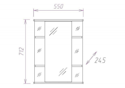 Зеркальный шкаф Onika Глория 55.01 R 205505 с подсветкой Белый