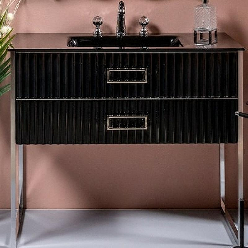 Тумба под раковину Boheme Armadi Art Monaco 80 866-080-BCR Черный глянец Хром, купить, цена, заказать, магазин, доставка, скидка, промокод, купить, цена, заказать, магазин, доставка, скидка, промокод