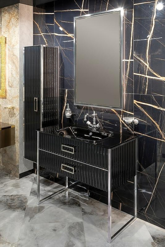 Тумба под раковину Boheme Armadi Art Monaco 80 866-080-BCR Черный глянец Хром, купить, цена, заказать, магазин, доставка, скидка, промокод, купить, цена, заказать, магазин, доставка, скидка, промокод