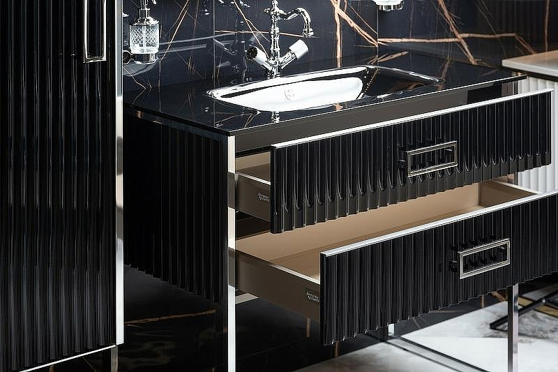 Тумба под раковину Boheme Armadi Art Monaco 80 866-080-BCR Черный глянец Хром, купить, цена, заказать, магазин, доставка, скидка, промокод, купить, цена, заказать, магазин, доставка, скидка, промокод