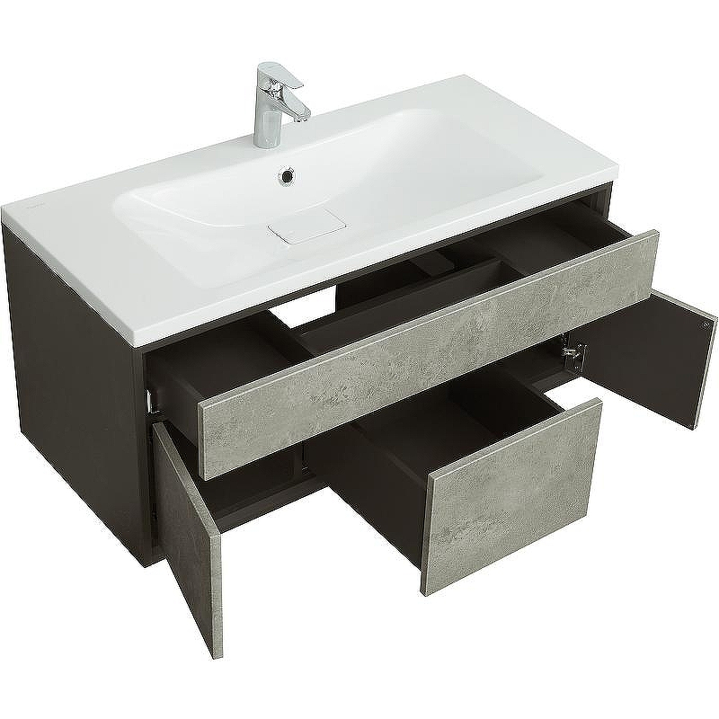 Тумба под раковину Aquaton Уэльс 100 1A267601WA6A0 подвесная Авеллино грей Антрацит, купить, цена, заказать, магазин, доставка, скидка, промокод, купить, цена, заказать, магазин, доставка, скидка, промокод