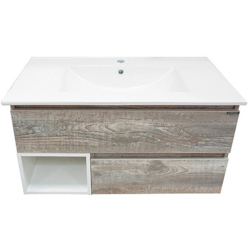 Тумба с раковиной Comforty Турин 75М 00-00013913 подвесная Дуб бежевый Белая глянцевая, купить, цена, заказать, магазин, доставка, скидка, промокод, купить, цена, заказать, магазин, доставка, скидка, промокод