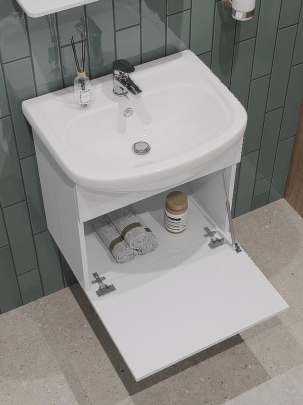 Тумба с раковиной Orange Лайт 50 LRA-50TUW+RA подвесная Белый глянец, купить, цена, заказать, магазин, доставка, скидка, промокод, купить, цена, заказать, магазин, доставка, скидка, промокод