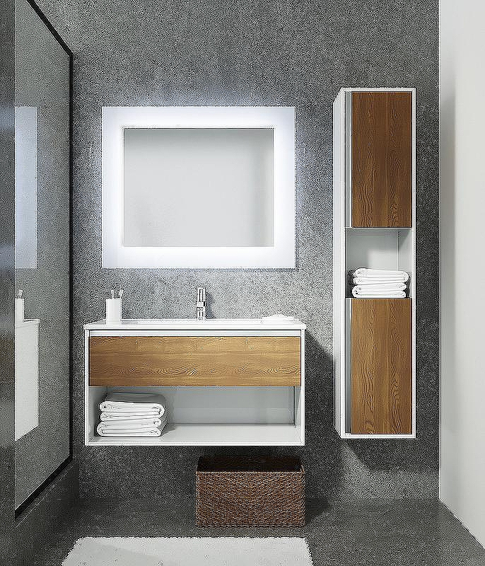 Тумба с раковиной SanVit Контур 90 kkont090mk подвесная Кофейный Белая глянцевая, купить, цена, заказать, магазин, доставка, скидка, промокод, купить, цена, заказать, магазин, доставка, скидка, промокод