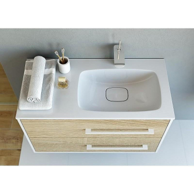 Тумба под раковину Aqwella 5 Stars Майами 90 Mai.01.09/R Дуб сонома Белая