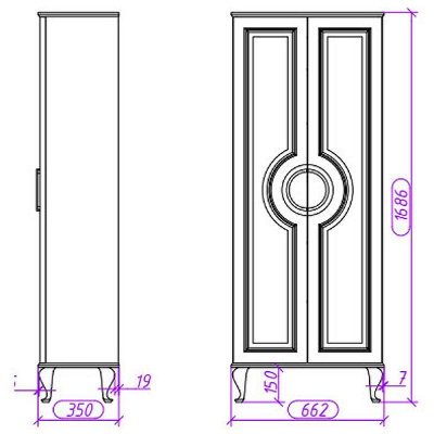 Шкаф пенал Caprigo Valletta 66 35351-SF027 Белый матовый