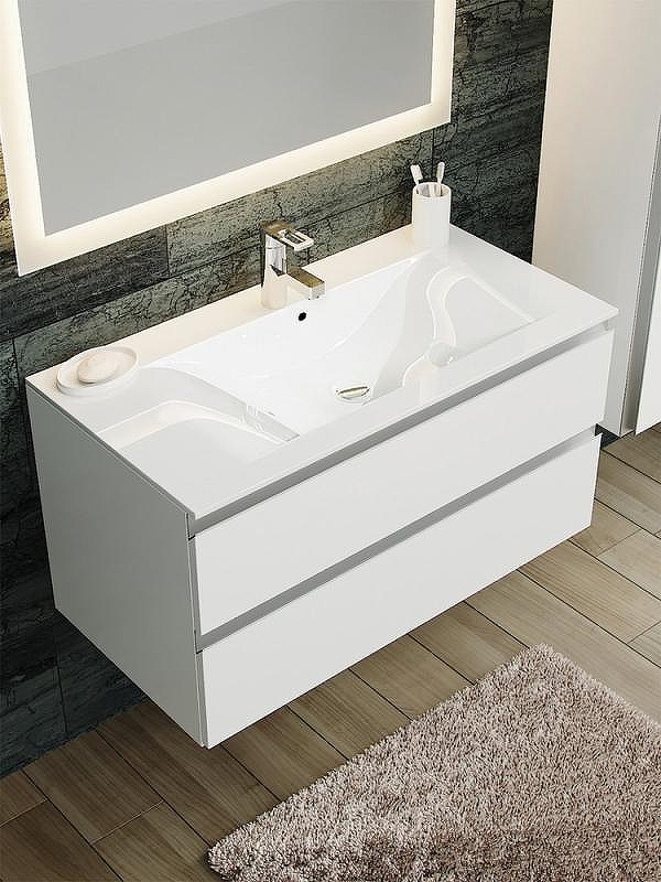 Тумба с раковиной SanVit Авеню-2 100 kavenu2100 в цвете Ral подвесная Розовый глянец, купить, цена, заказать, магазин, доставка, скидка, промокод, купить, цена, заказать, магазин, доставка, скидка, промокод