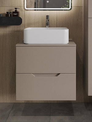 Тумба с раковиной Orange Line 60 Li-60TuLMDF+B02-460W подвесная Латте матовый