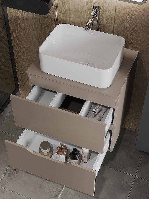 Тумба с раковиной Orange Line 60 Li-60TuLMDF+B02-460W подвесная Латте матовый, купить, цена, заказать, магазин, доставка, скидка, промокод, купить, цена, заказать, магазин, доставка, скидка, промокод