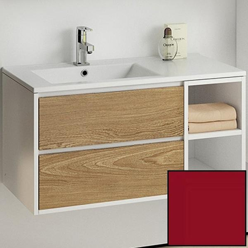 Тумба с раковиной SanVit Мэри-4 90 L kmery904 в цвете Ral подвесная Красный глянец, купить, цена, заказать, магазин, доставка, скидка, промокод, купить, цена, заказать, магазин, доставка, скидка, промокод